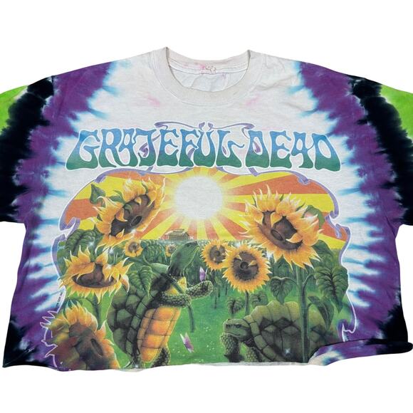 Vintage Liquid Blue Grateful Dead Tie Die T Shirt Womens Medium Crop Top Biffle - Picture 1 of 9